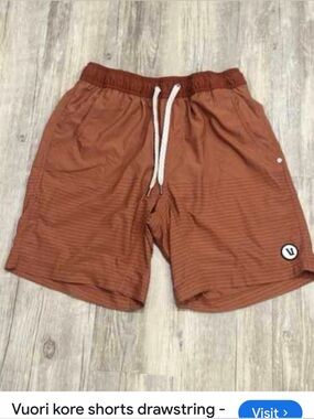 Vuori Men's Athletic Drawstring Shorts - Rust Brown